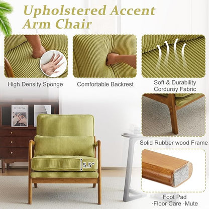 VINGLI Upgraded Premium Corduroy Accent Chair, Upholstered Arm Chair, Solid - Image 5