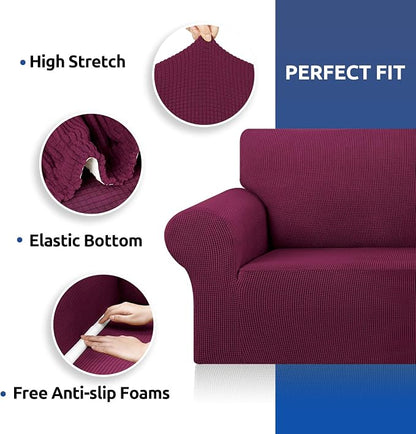 Stretch Oversized Couch Covers for Sofa Slipcover, Wine | 1-Piece Washable Sofa - Image 5
