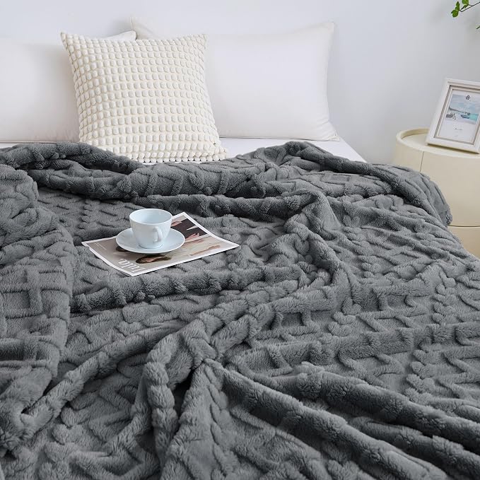 Aganear Fleece Throw Blanket for Couch Sofar 50"x60" Grey | Lightweight Fuzzy - Image 5