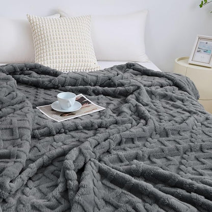 Aganear Fleece Throw Blanket for Bed Couch 90"x108" Grey | Lightweight Fuzzy - Image 5