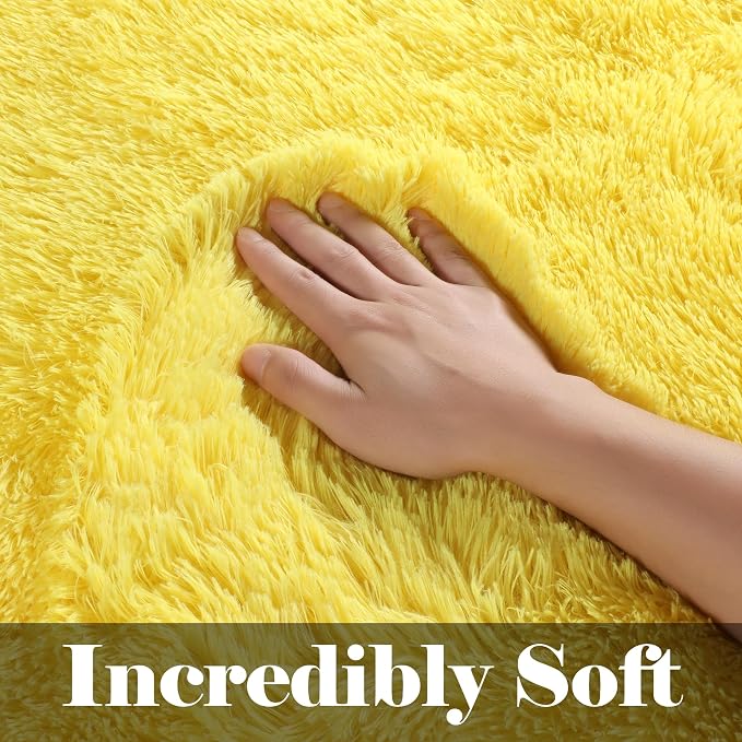 Yellow Area Rugs for Bedroom Living Room, Fluffy 4x6 Indoor Bedside Floor Throw - Image 3