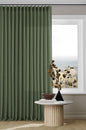 Pleated Semi Sheer Memory Shape Olive Green Linen Curtains 90 Inches Long | by Twodrapes