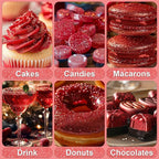 Red Edible Glitter - 5g Food Grade Cake Decorating Shimmering Glitter, Edible Sprinkle Luster Dust for Drinks, Chocolates, Fondant, Strawberries, Cupcakes, Candy, Cookie - Vegan