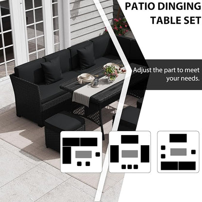 KIGOTY 7 Piece Patio Furniture Set, Outdoor PE Wicker Rattan Outdoor Dining Set - Image 5