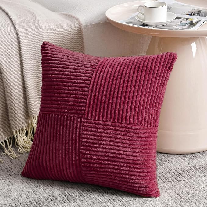 Fancy Homi 2 Packs Burgundy Decorative Throw Pillow Covers 22x22 Inch - Image 2