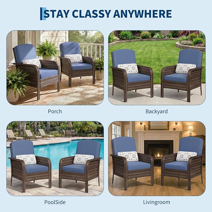 Garvee Outdoor Wicker Chairs, 2 Pieces Patio Furniture Set, All Weather High - Image 7