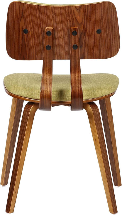 Armen Living Jaguar Mid-Century Dining Chair in Walnut Wood and Green Fabric - Image 8