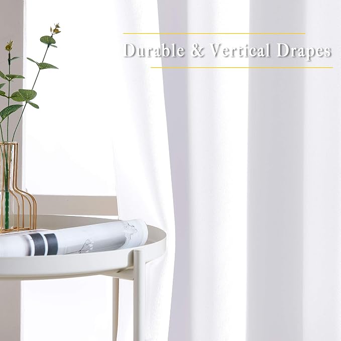 NICETOWN White Kitchen Curtains 36 inches Long, Modern Design Solid Grommet - Image 5