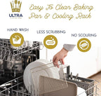 Ultra Cuisine Quarter Baking Sheets with 100% Stainless Steel Rack Set - Includes Premium Aluminum Baking Sheet and Dishwasher Safe Cookie Cooling Racks,Commercial Quality 13"x9"x1"