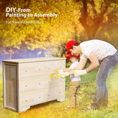 VINGLI 6 Drawer Dresser with Unfinished Solid Wood - Image 5