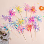 14Pcs Foil Firework Cupcake Toppers, Sparkle Tinsel Cake Toppers, Tinsel Drink Cake Decoration, Cocktail Food Fruit Toothpick for Cake Decoration Party Supplies