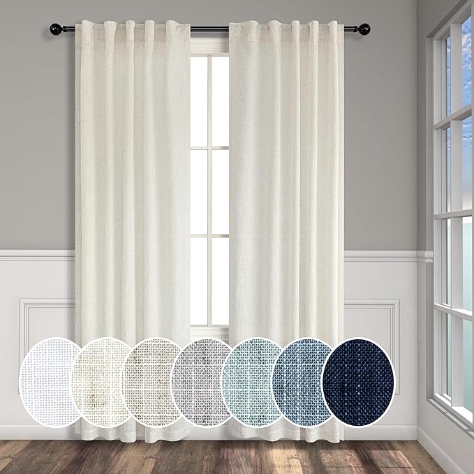 Pitalk Natural Linen Semi Sheer Curtains 36 Inch Wide by Pitalk