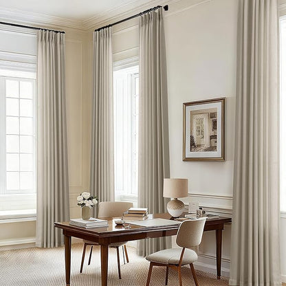Extra Long Pinch Pleated Curtains 120 Inches Long Burlywood Birch | Taupe by DUKIYO