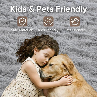 Noahas 4'x5'3'' Grey Fluffy Soft Area Rug Non-Slip - Image 7