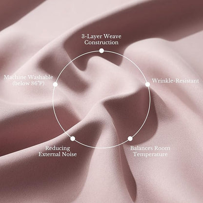 NICETOWN 100% Blackout Window Curtain Panels 84" Long, Blush Pink, 2 Pieces - Image 5