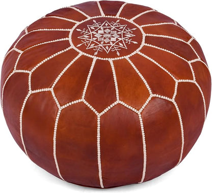 Marrakesh Gallery Genuine Leather Round Pouf Cover by MarrakeshGallery