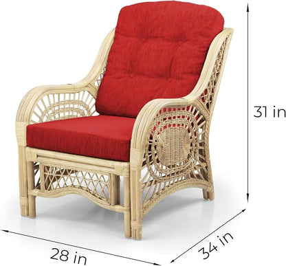 Malibu Lounge Living Accent Armchair Natural Rattan Wicker Handmade Design - Image 2