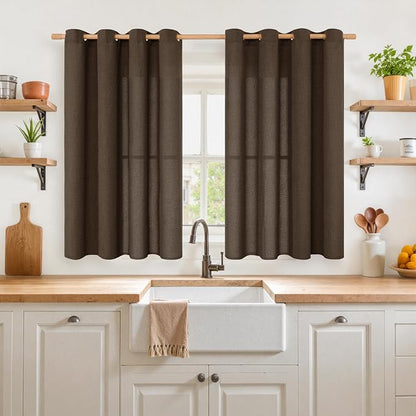 YoungsTex Short Linen Curtains 45 Inch Length - Image 2