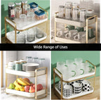 CYEAH 2-Tier Cups Mugs Drying Rack with Removable Drain Tray, Multi-Functional Storage Organizer Shelf, Kitchen Countertop Tray for Water Coffee Glass Cup Bowls Food and Seasoning Jar Holder