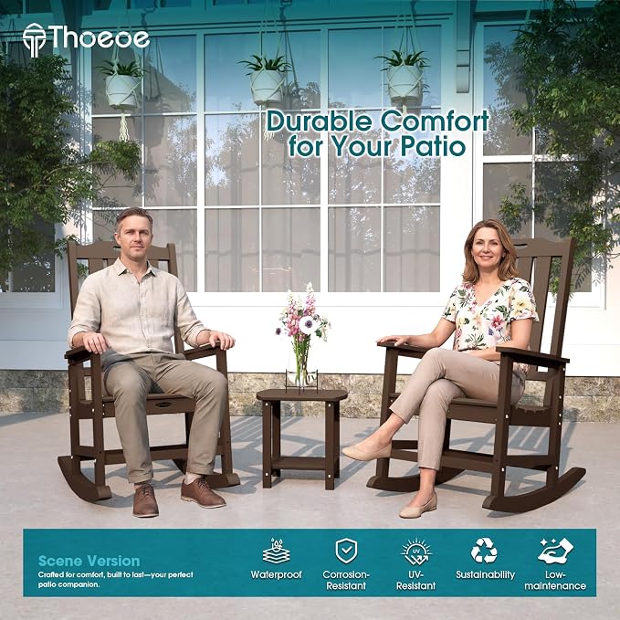 THOEOE Oversized Rocking Chair Set of 4, Outdoor Rocking Chair - Image 2