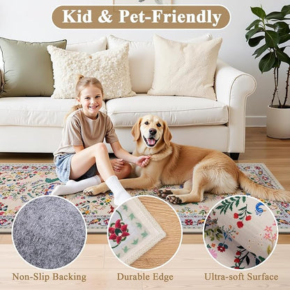 HEBE Hallway Runner Rug 2'x6', Washable Non Slip Kitchen Rug Runner | Soft Boho - Image 3