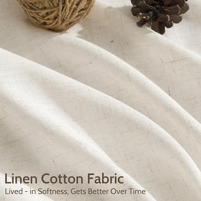Modern Linen Curtains for Living Room 72 Inches Long Light Filtering Semi Sheer - Image 4