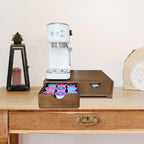 Wooden Coffee Pod Organizer with 4 Anti-Slip Feet, Elevated Coffee Pod Storage Box, Tea & Coffee Capsule Holder, 30 Pod Capacity with Drawer for Moisture Protection