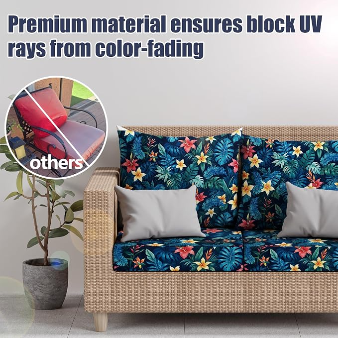 8Pcs Stretch Patio Cushion Covers, Outdoor Couch & Sofa Replacements Slipcovers - Image 3