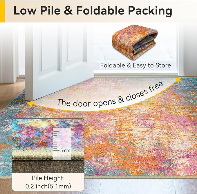RELEANY Washable Runner 2'x10' Abstract Area Rug - Image 8