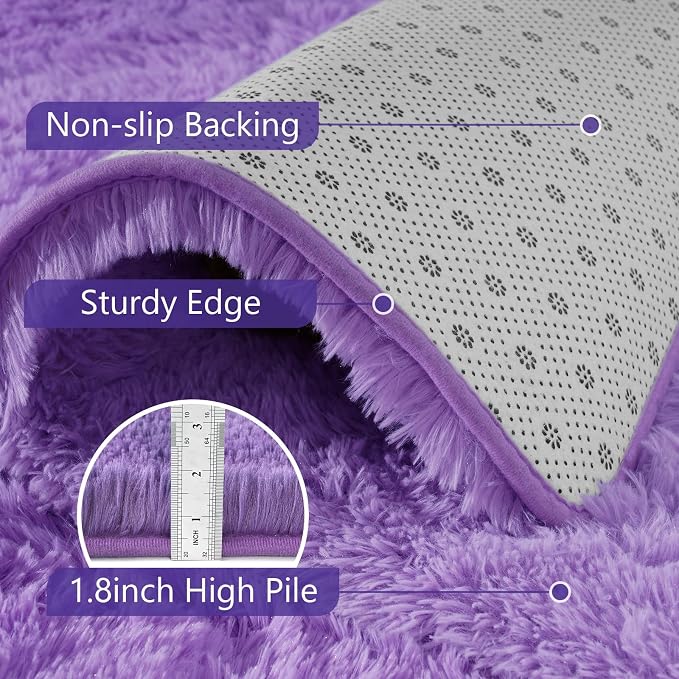 2x3 Purple Fluffy Soft Area Rug Non-Slip - Image 6