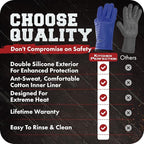 KITCHEN PERFECTION S Silicone Smoker Oven Gloves -Extreme Heat Resistant BBQ Gloves -Handle Hot Food Right on Your Grill Fryer Pit|Waterproof Oven Mitts |Superior Value Set+3 Bonuses