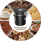 Coffee Canister With Window,22oz Stainless Steel Airtight Coffee Bean Storage Grounds Container with Date Tracker and Scoop,Grounds Kitchen Food Canister Jar for Beans,Tea,Sugar,Flour,Cereal