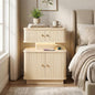 Nightstand with Charging Station, Modern Night Stand with Smart Led Light and 2 by Akmakm