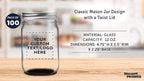 DISCOUNT PROMOS 100 Decorating Mason Jars Set, 12 oz. - Customizable Text, Logo - Canning, Aluminum Lid - Black