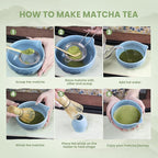 7-Pcs Matcha Whisk Set - Ceramic Matcha Set Includes Bowl,Whisk,Holder,Bamboo Scoop,Scoop Rest,Sifter & Tea Towel – Japanese Traditional Tea Kit for Beginners & Tea Lovers (Blue)