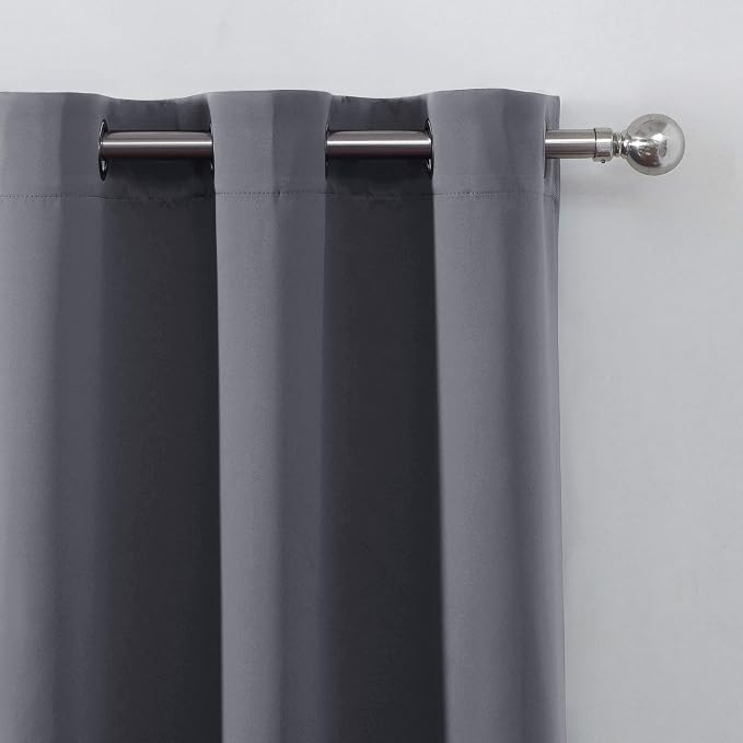 Grey Thermal Blackout Curtains/52 x 54 Inch/Set of 2 Panels Room Darkening - Image 7