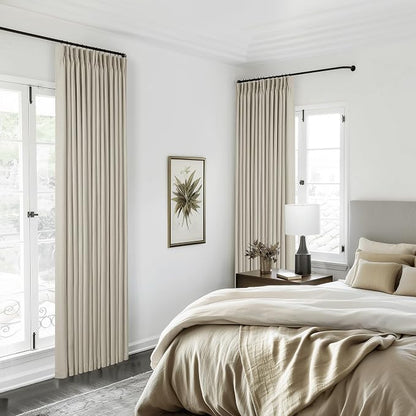 Oatmeal Beige Linen Blackout 92 Inch Curtains - Image 7