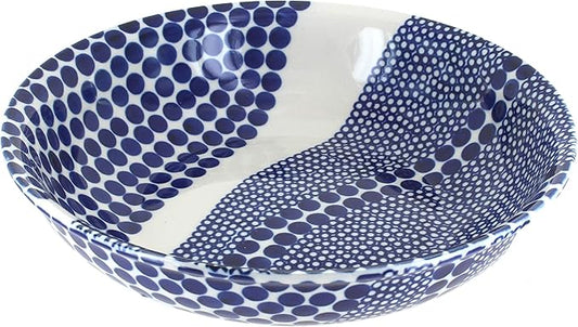 Blue Rose Polish Pottery - Blue Zara Large Salad Bowl - 9.75" Diameter - Great Bowl for Salad, Pasta, or Serving Guests