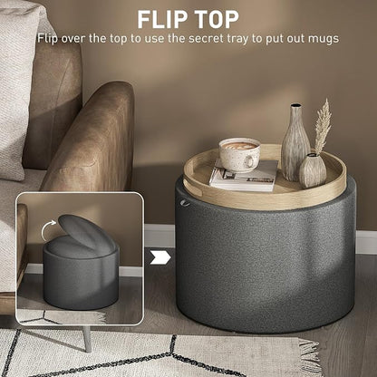 HOMCOM Round Storage Ottoman - Image 4