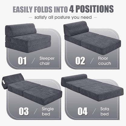 Kasunpul Folding Sofa Bed with Pillow, Memory Foam Fold Out Chair Bed, - Image 5