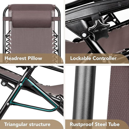Devoko Patio Zero Gravity Chair Outdoor Folding Adjustable Reclining Chairs - Image 5