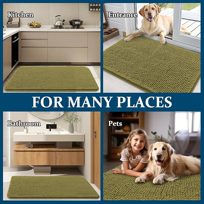 OLANLY Dog Door Mat for Muddy Paws 59x35, Super Absorbent Chenille Mud Mat | - Image 8
