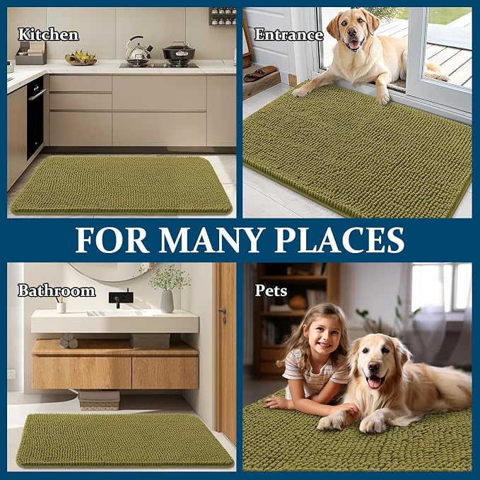 OLANLY Dog Door Mat for Muddy Paws 24x16, Super Absorbent Chenille Mud Mat | - Image 8