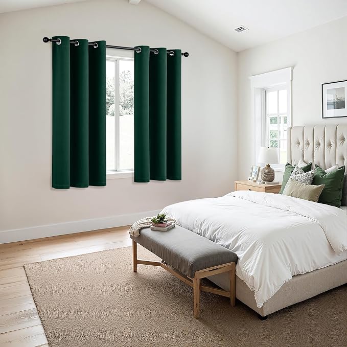MIULEE Blackout Curtains for Bedroom 2 Panel 40 x 54 Inch Long Hunter Green | - Image 6
