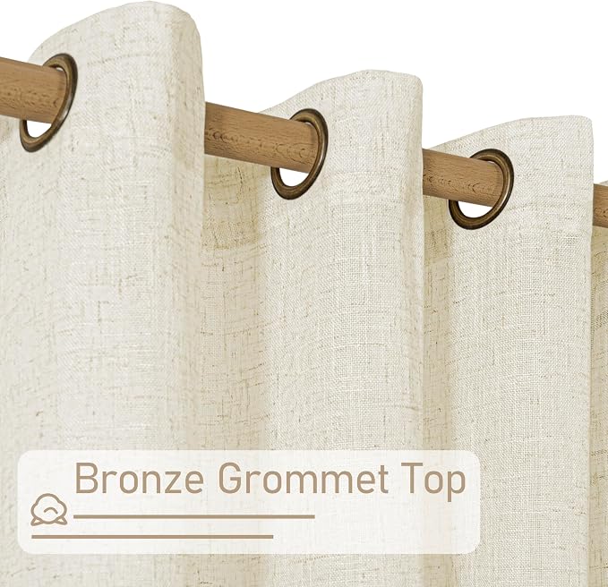 Natural Linen Curtains 63 inch Length - Image 3