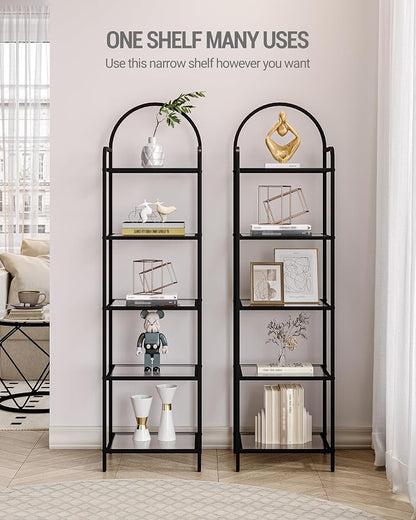 Hzuaneri Bookcase Bookshelf, Tempered Glass Bookshelves, Slim Shelving Unit - Image 3