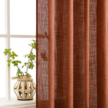 MIULEE Burnt Orange Fall Linen Curtains 52x90 Inch - Image 5