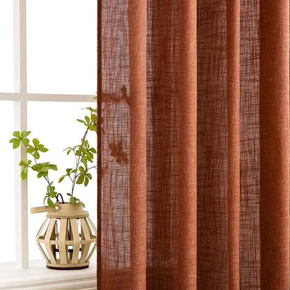 MIULEE Burnt Orange Fall Linen Curtains 120 Inch - Image 5