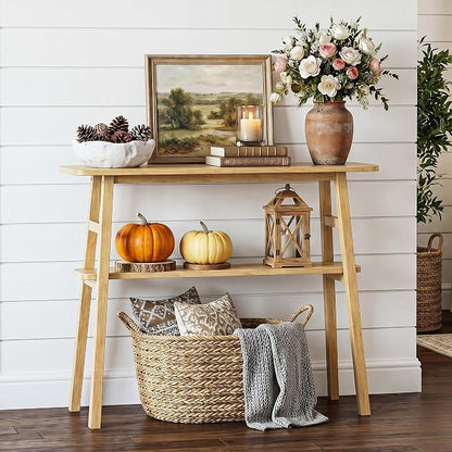 39.4" Solid Bamboo Entryway Console Table, Sofa Table Behind Couch, Narrow by Alifewithtasteandstyle