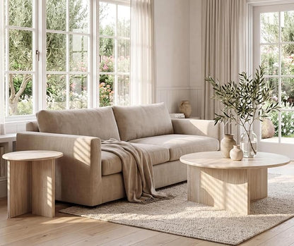 HNY Coffee Table and End Table Set of 2 Modern Round Nesting Coffee Table Faux - Image 2